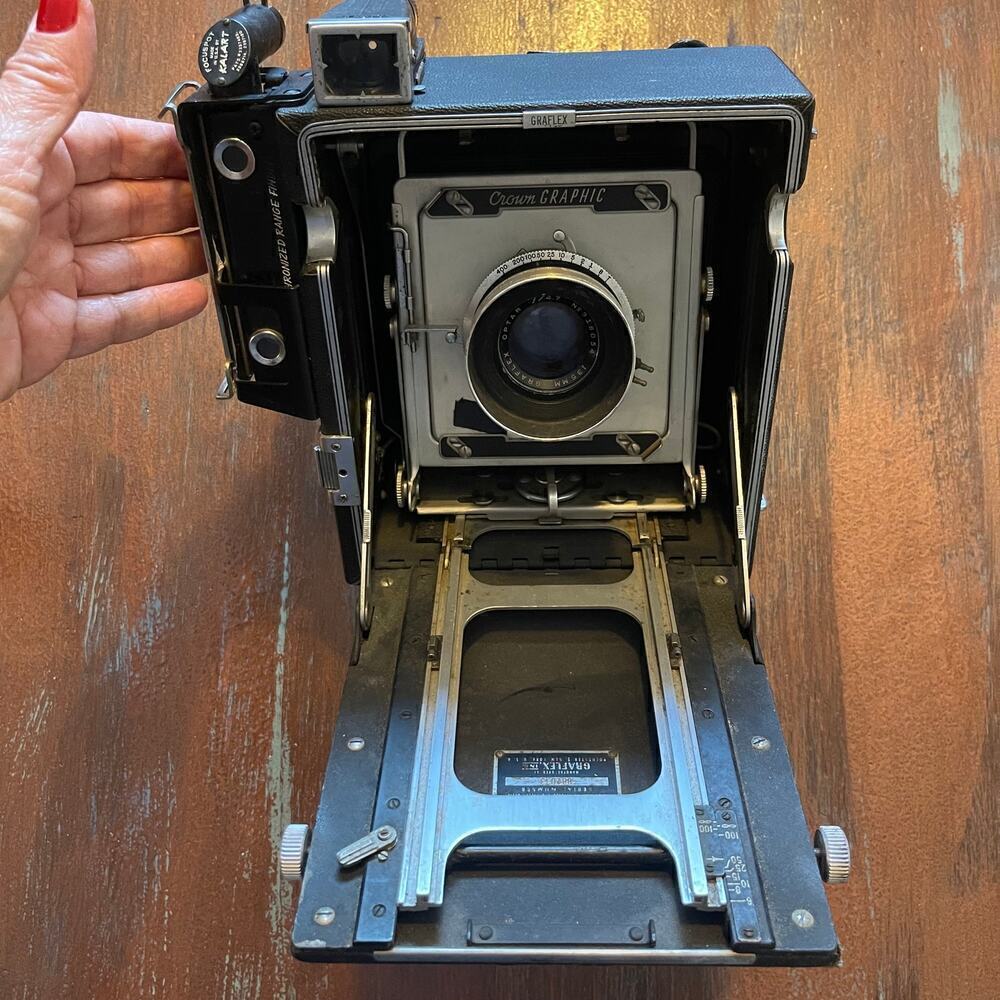 VTG Graflex Crown Graphic 4x5 Large Format Camera With Graflex Optar 135mm Lens